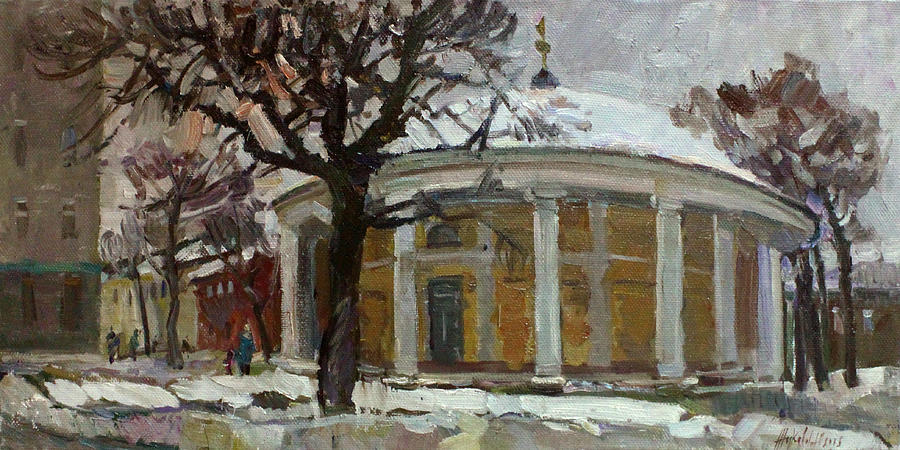 Winter day at the old rotunda Painting by Juliya Zhukova