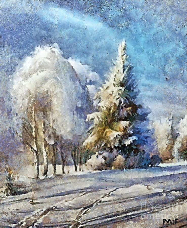 Winter day Painting by Dragica  Micki Fortuna