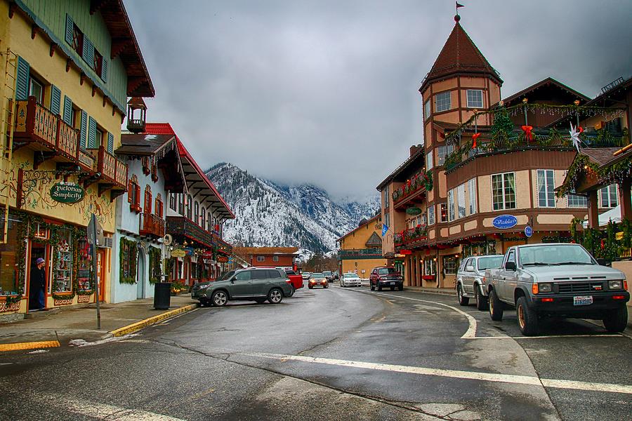 Winter day in downtown Leavenworth Photograph by Lynn Hopwood