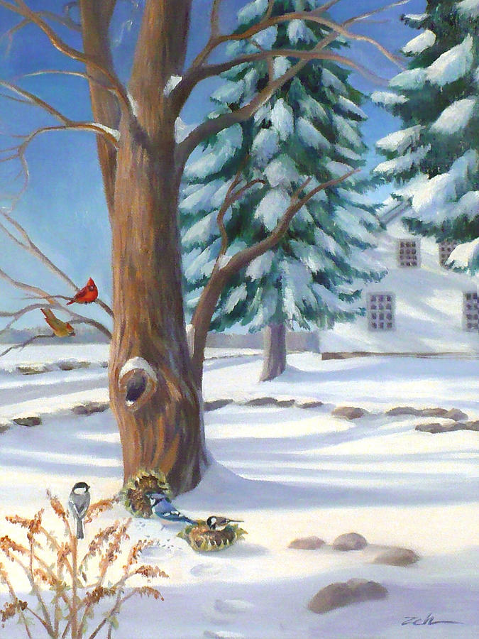 Winter Day Painting by Janet Zeh