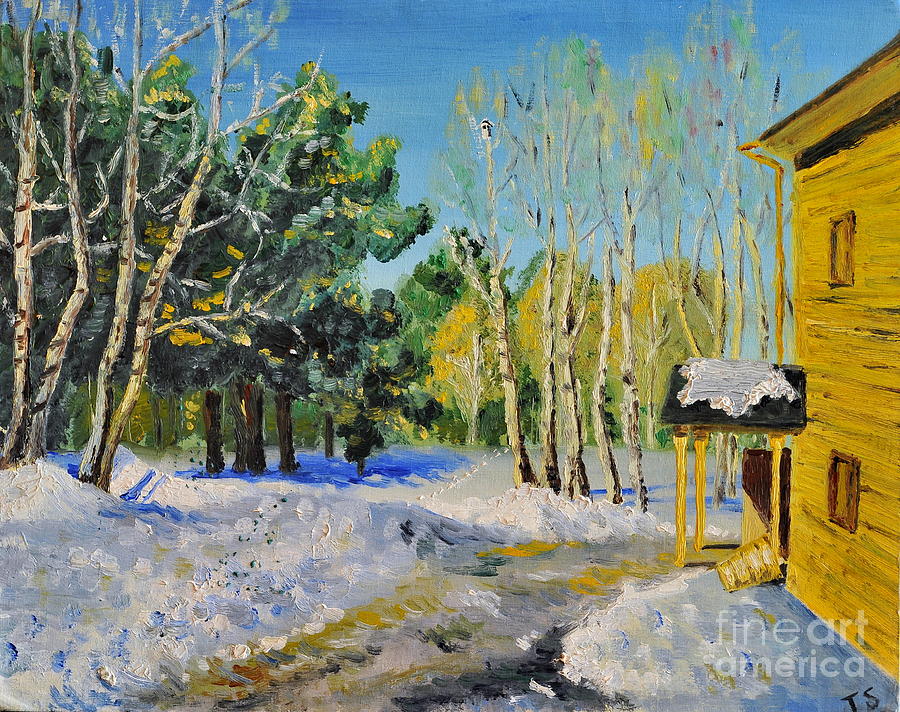 Winter Painting - Winter Day by Teresa Wegrzyn