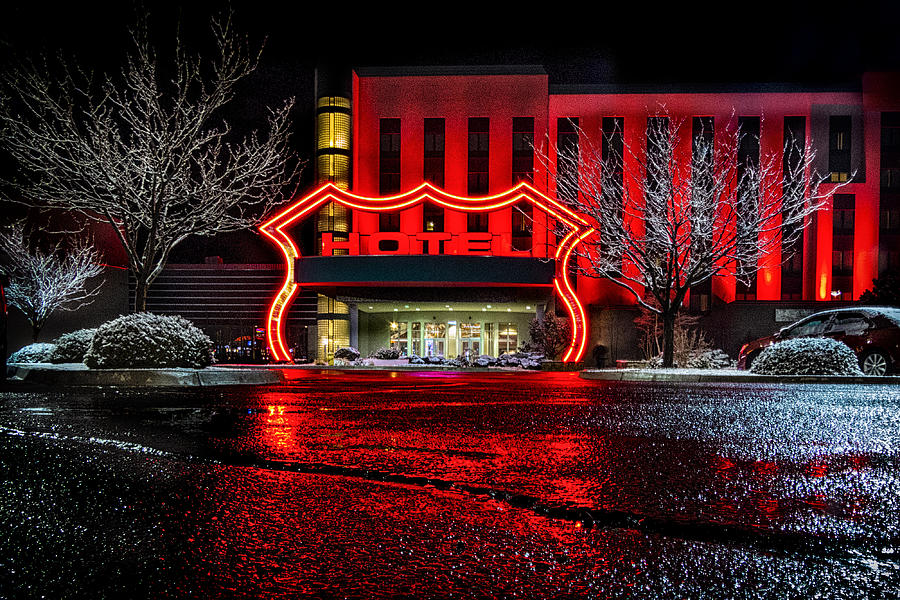 Winter evening at the Route 66 Casino  Photograph by Gary Warnimont