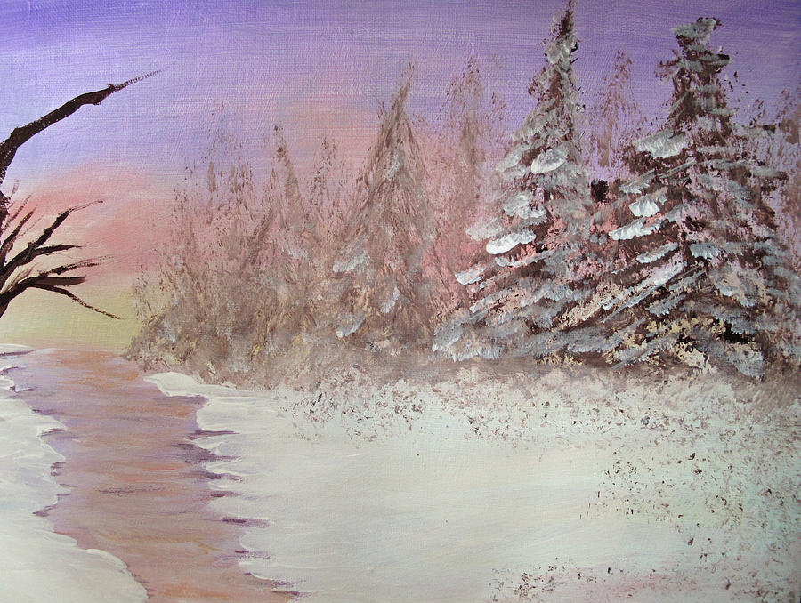 Winter Evening Horizontal Painting by Barbara McDevitt