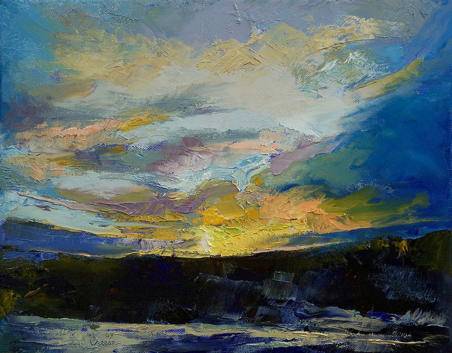Winter Sunset Painting by Michael Creese