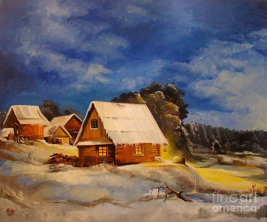 Winter Painting - Winter evening by Stan Florin