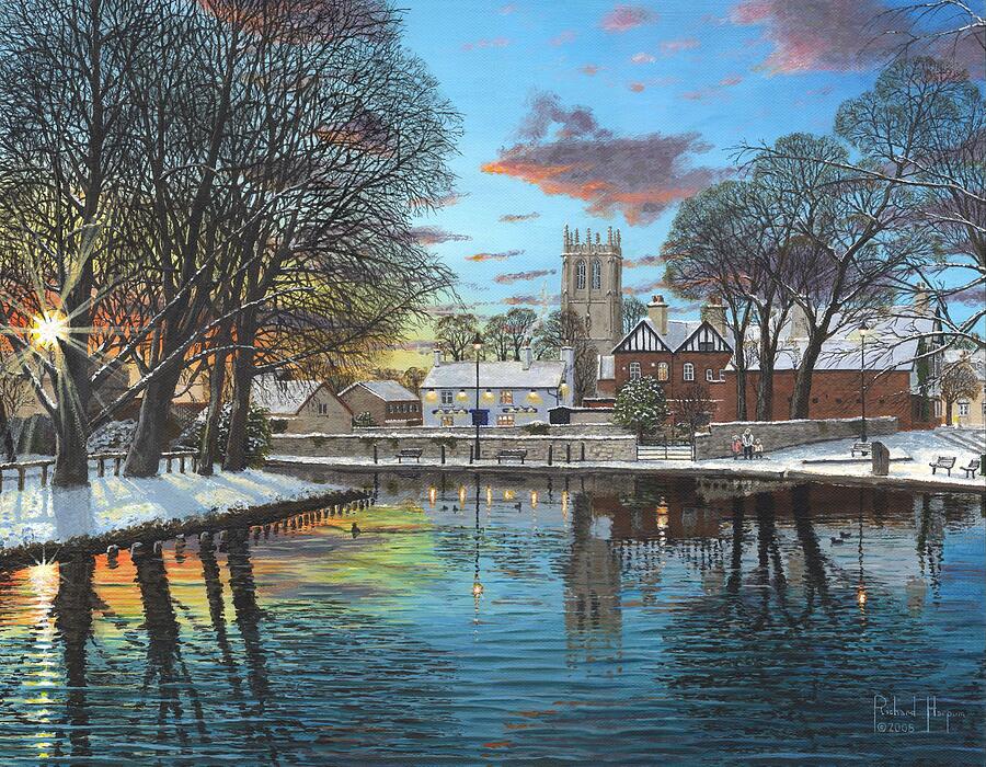 Winter Evening Tickhill Yorkshire Painting