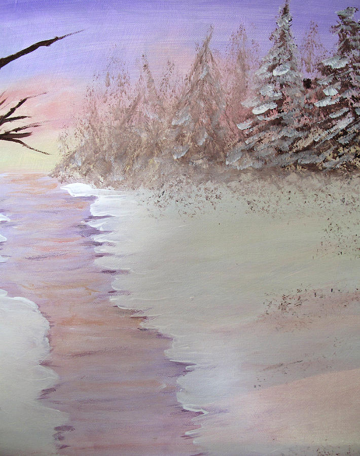 Winter Evening Vertical Painting by Barbara McDevitt