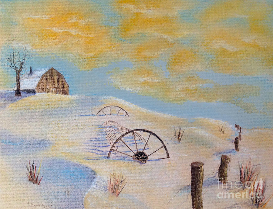 Winter Farm Pastel by Teresa Ascone
