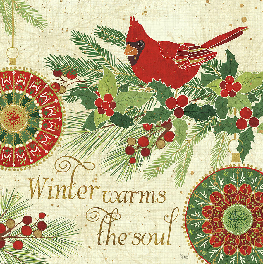 Cardinal Painting - Winter Feathers Vi by Veronique Charron
