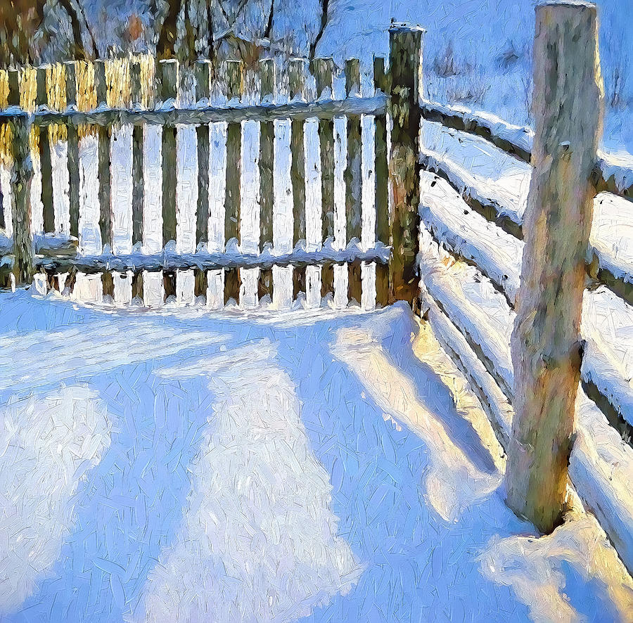 Winter Fence Digital Art by Yury Malkov