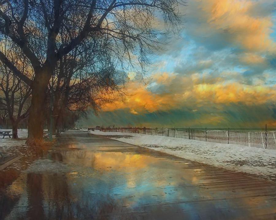 Winter Fenceline Painting by Troy Caperton