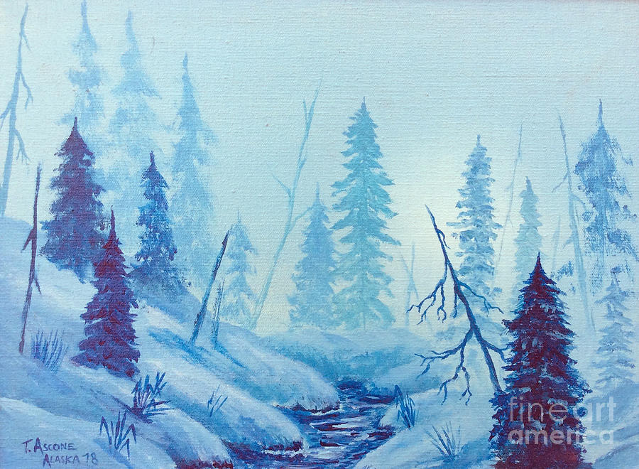 Winter Fog Painting by Teresa Ascone