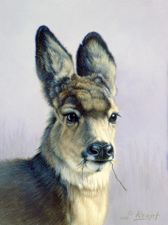 Wildlife Painting - Winter Forage-Fawn by Paul Krapf