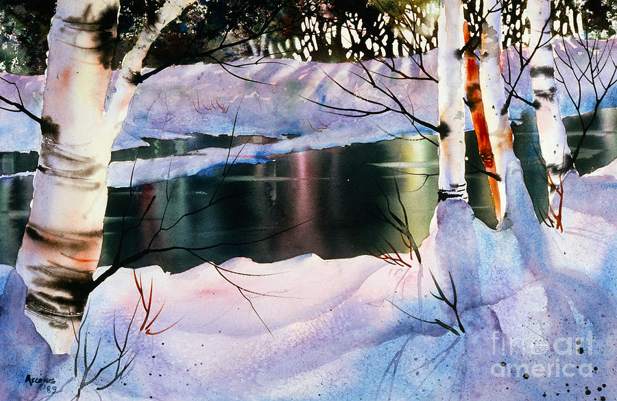 Winter Painting - Winter Forest Reflections by Teresa Ascone