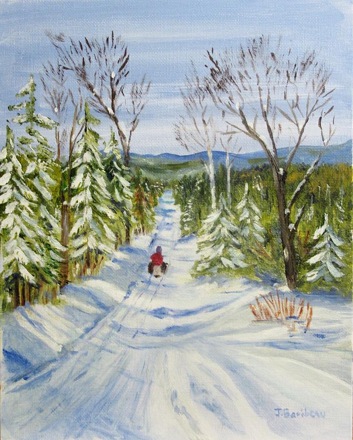 Landscape Painting - Winter Fun by Jane Baribeau
