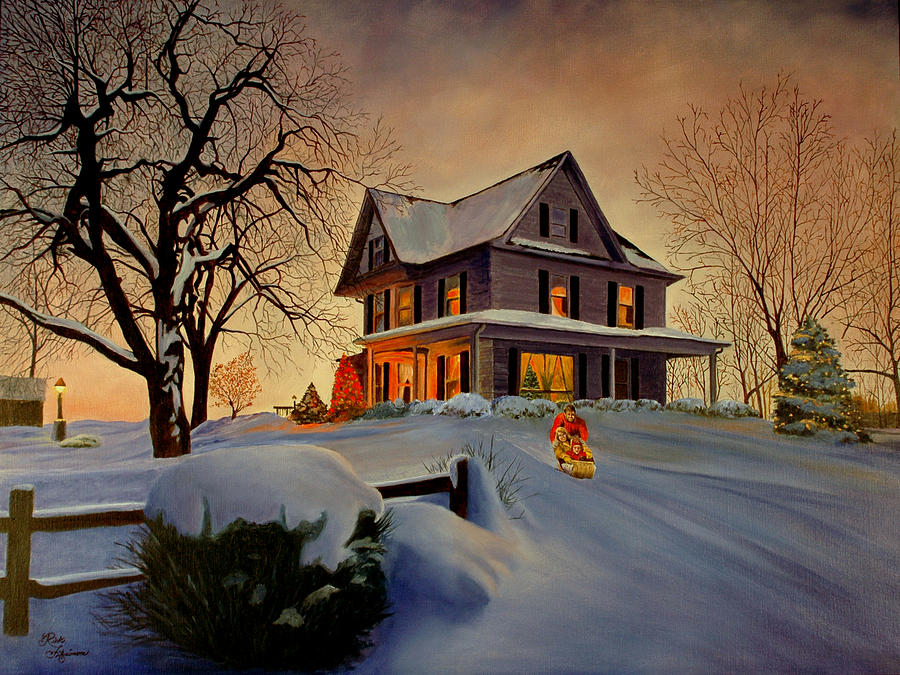 Winter Fun Painting by Rick Fitzsimons