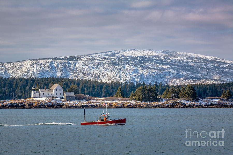 Winter Harbor Light in Acadia Photograph by Susan Cole Kelly