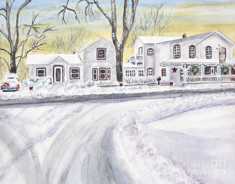Winter Holidays in Dixboro MI Painting by Kathryn Duncan