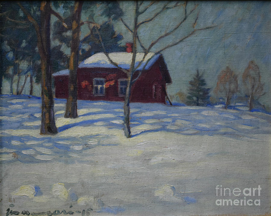 Winter House Painting by Janne Muusari