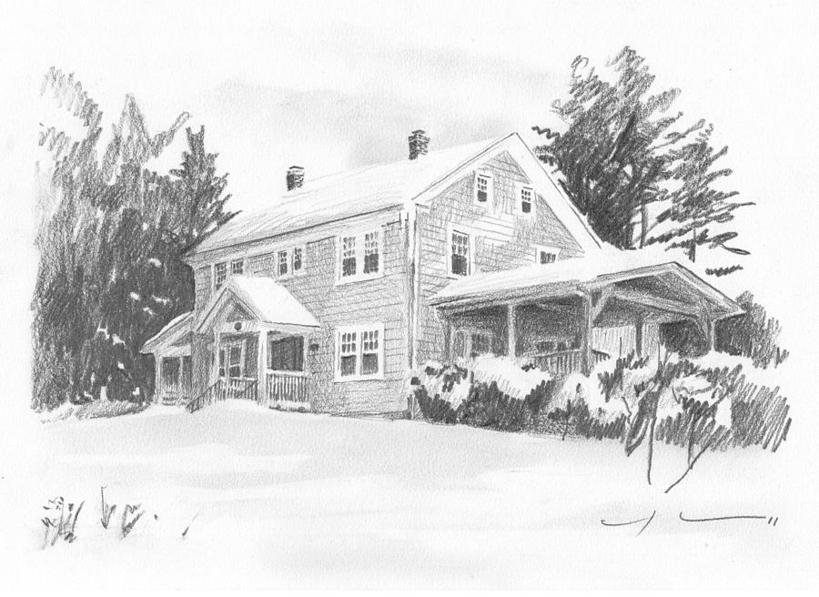 Winter House Pencil Portrait Painting by Mike Theuer Winter House Pencil Portrait Painting by Mike Theuer