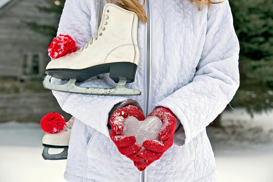 Winter Photograph - Winter Ice Heart And Skates by Maria Dryfhout
