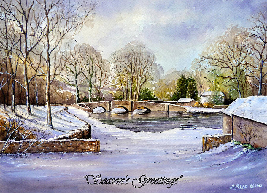 winter in ashford Derbyshire Painting by Andrew Read