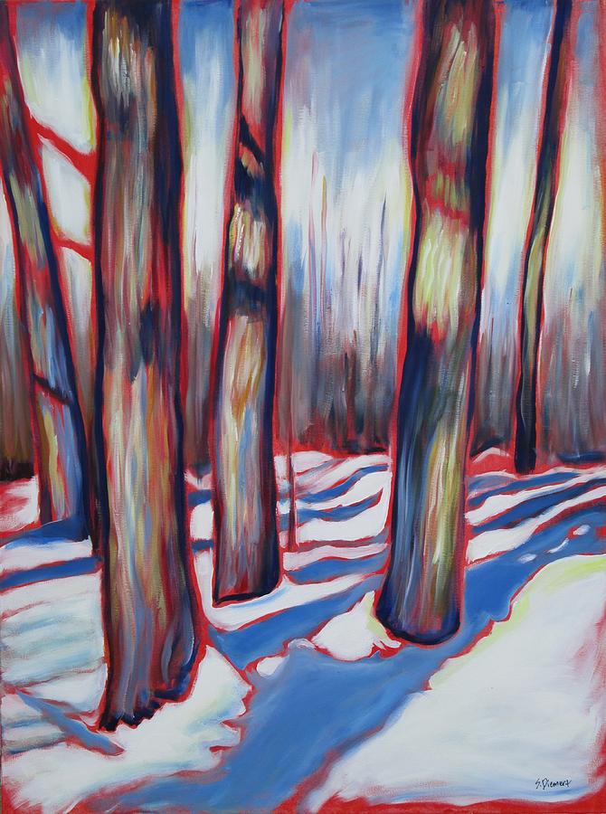 Winter in Breithaupt Park Painting by Sheila Diemert