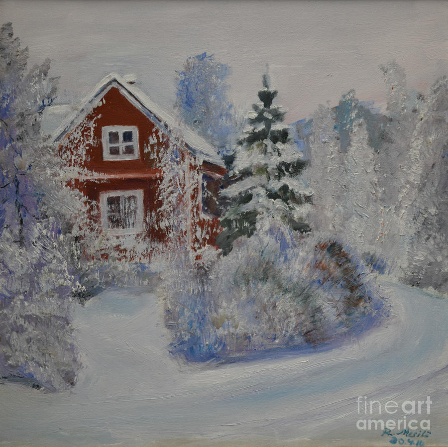 Winter in Finland Painting by Raija Merila