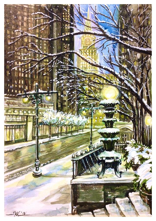 Winter in New York Painting by Katerina Kovatcheva