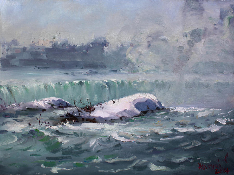 Landscape Painting - Winter in Niagara Waterfalls by Ylli Haruni