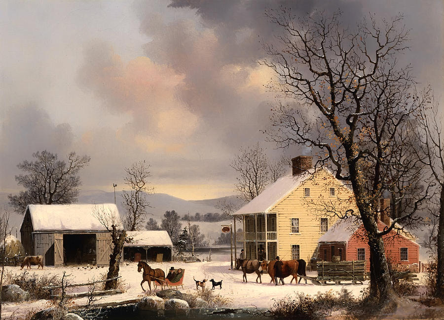 Vintage Painting - Winter in the Country by Mountain Dreams