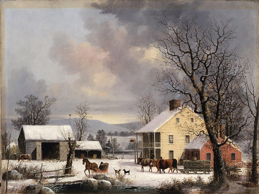 George Henry Durrie Painting - Winter in the Country by George Henry Durrie