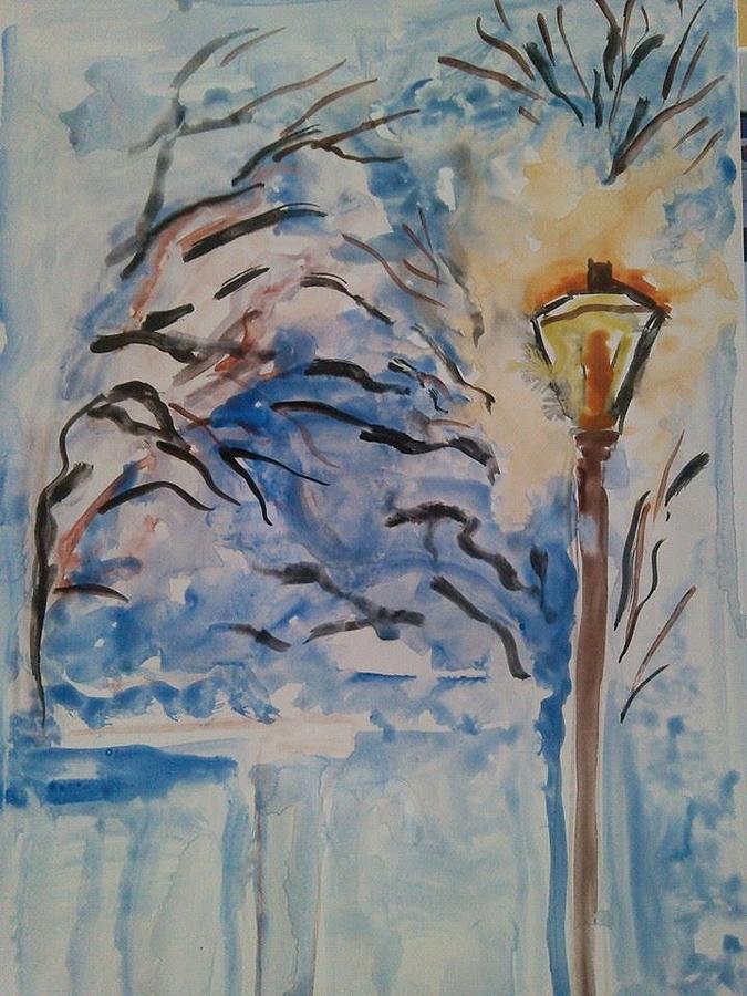 Winter In Town Painting by Farfallina Art -Gabriela Dinca-