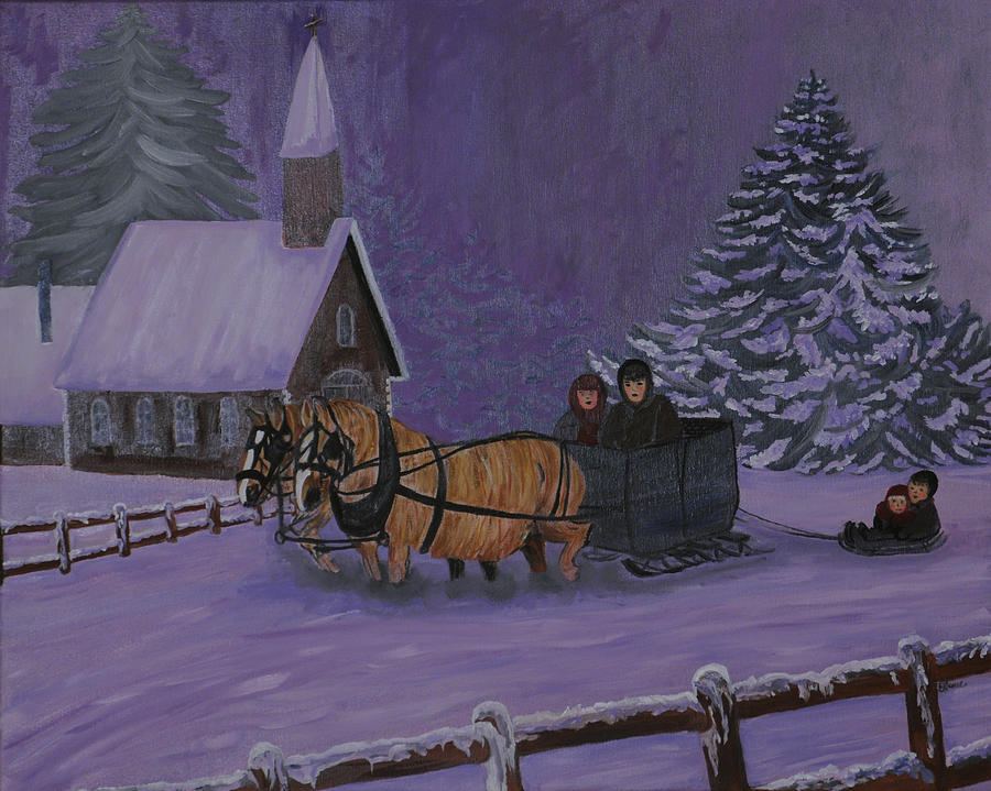 Winter Painting - Winter Joy Ride by BJ Hilton Hitchcock