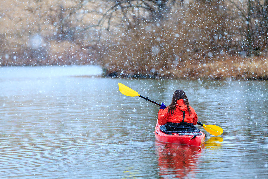 Winter kayaking Photograph by Alexey Stiop
