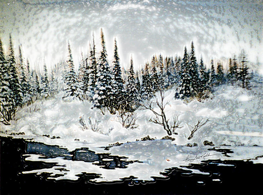 Winter Lake Sunset 2 Painting by Hanne Lore Koehler