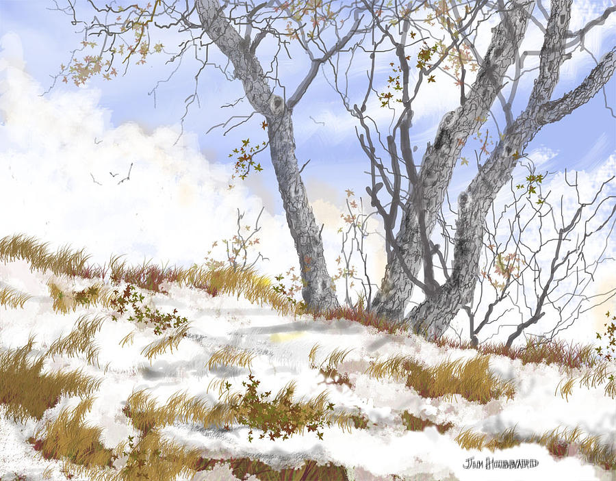 Winter Landscape 2 Drawing By Jim Hubbard