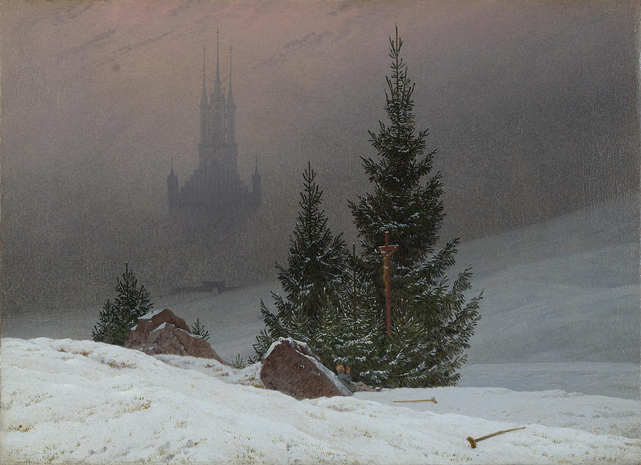 Winter Landscape Painting by Caspar David Friedrich