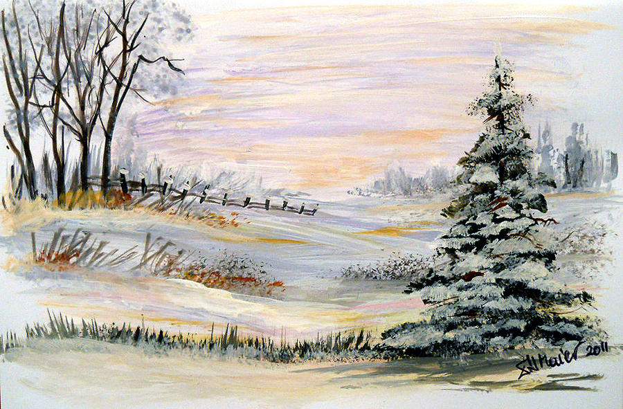 Winter Landscape Painting by Dorothy Maier