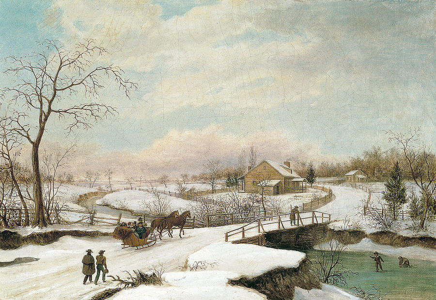 Winter landscape in Philadelphia Painting by Thomas Birch