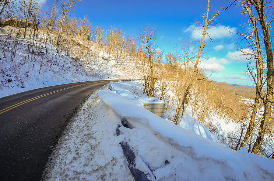 Winter Landscape Wraps Around The Road Curve Photograph by Alex Grichenko