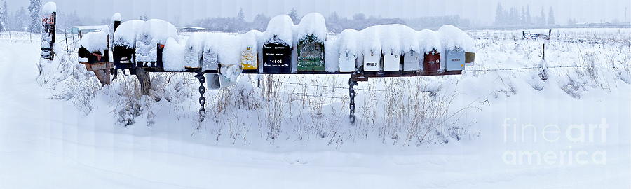 Winter Photograph - Winter Mailbox Panorama by Sean Griffin