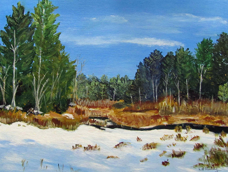 Winter Marsh in Hooksett Painting by Linda Feinberg