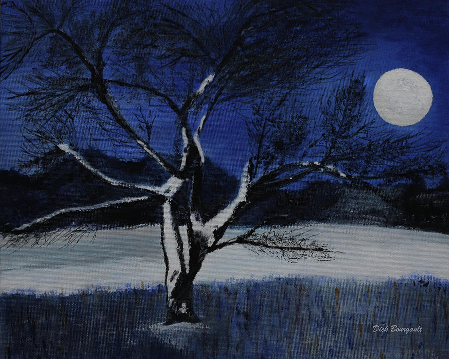 Winter Moon Painting by Dick Bourgault