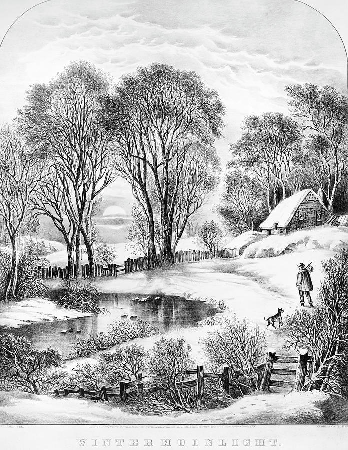 Winter Moonlight, 1866 Painting by Granger