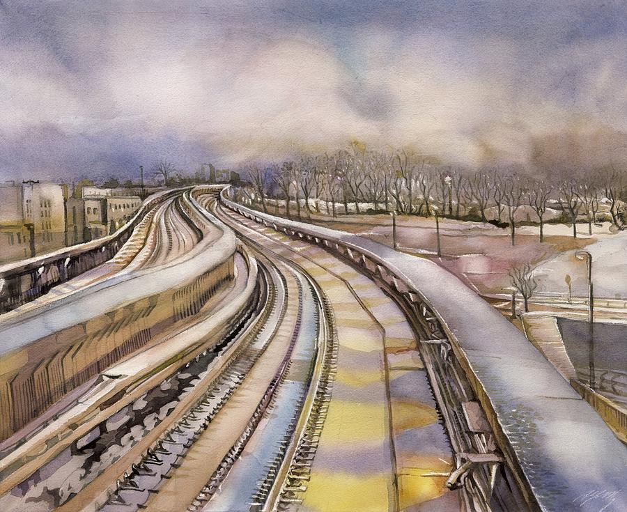 winter morning at SRT Painting by Alfred Ng