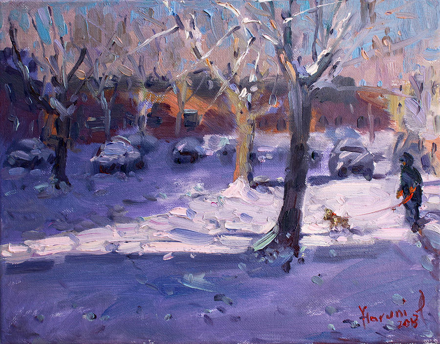 Winter Painting - Winter Morning in my Courtyard by Ylli Haruni