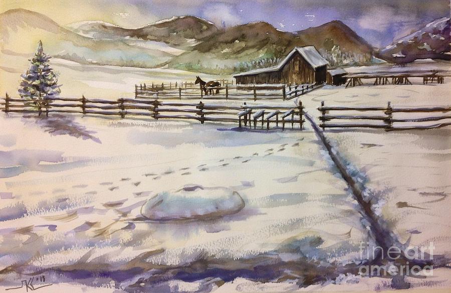 Winter morning Painting by Katerina Kovatcheva