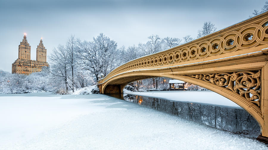 Winter morning with Bow Bridge Photograph by Mihai Andritoiu