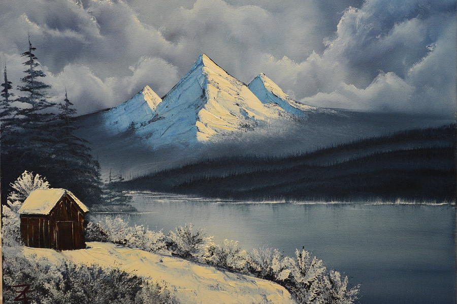 Winter Mountain Lake Painting by Tina Zarichniak | Fine Art America